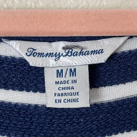 Tommy Bahama Dress Womens Medium Blue White Midi French Terry Striped Tank Beach - Picture 9 of 11